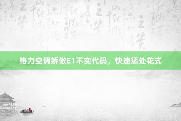 格力空调娇傲E1不实代码，快速惩处花式