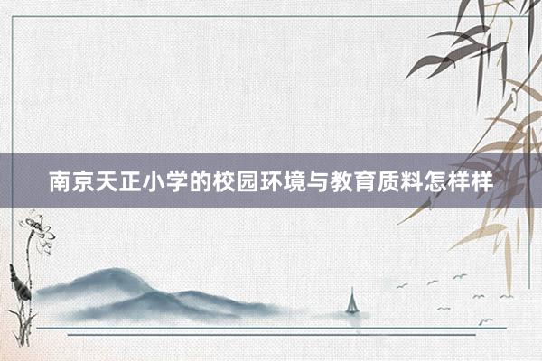 南京天正小学的校园环境与教育质料怎样样