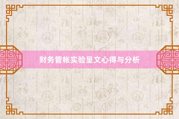 财务管帐实验呈文心得与分析