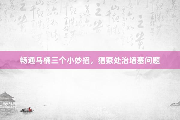 畅通马桶三个小妙招，猖獗处治堵塞问题
